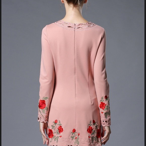 designer runway pink flower dress US size XS 0 2 4 - Picture 2 of 8